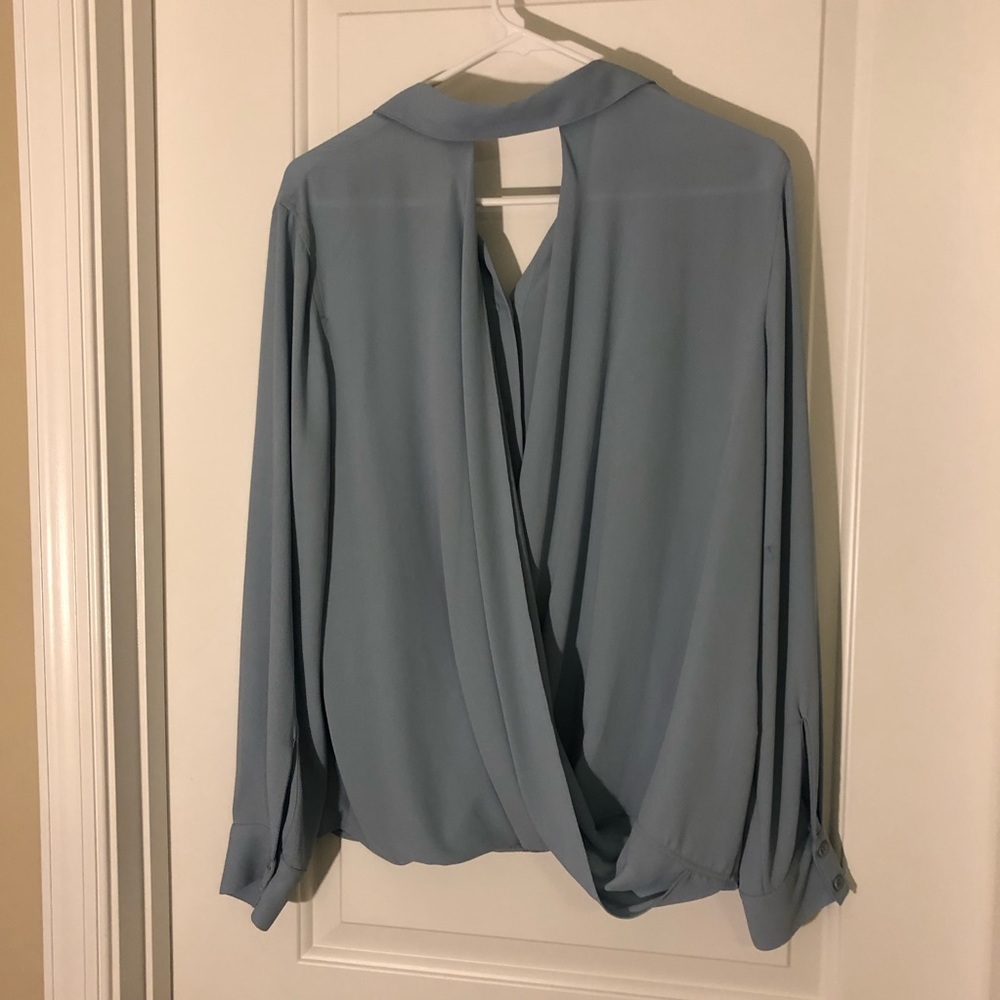 Wrap Back Dusty Blue Blouse